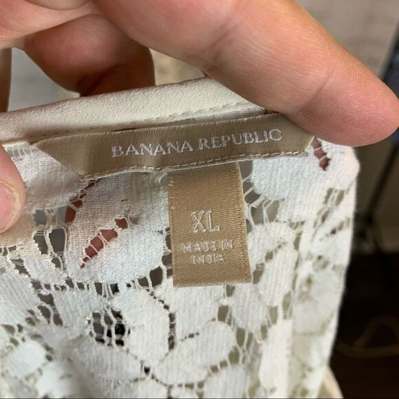 Banana Republic Ivory Blouse lace size extra large - Picture 8 of 11